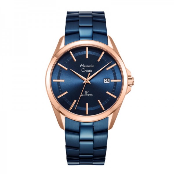 Alexandre Christie AC 8652 Rosegold Blue Man Steel MDBURBU